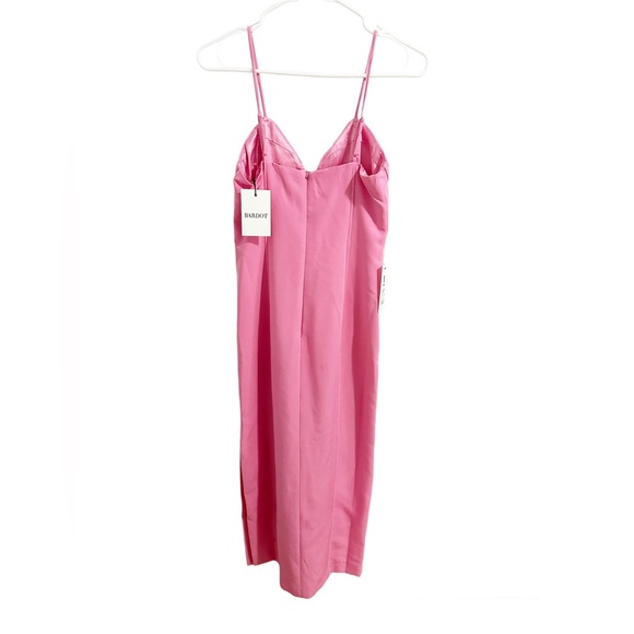 BRAND NEW NFT Bardot Pink Midi Dress, Corset top, Body Con, Mini slit - Picture 3 of 6